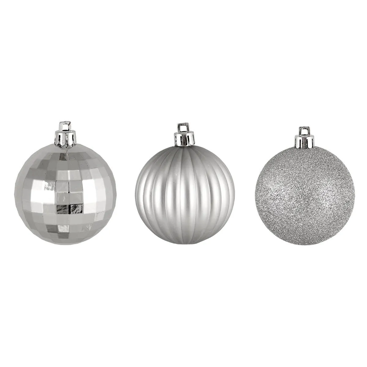 100ct Silver Splendor 3-Finish Shatterproof Christmas Ball Ornaments 2.5" (60mm)