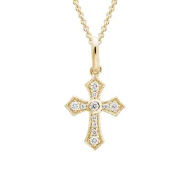 14k Diamond Cross Pendant Necklace