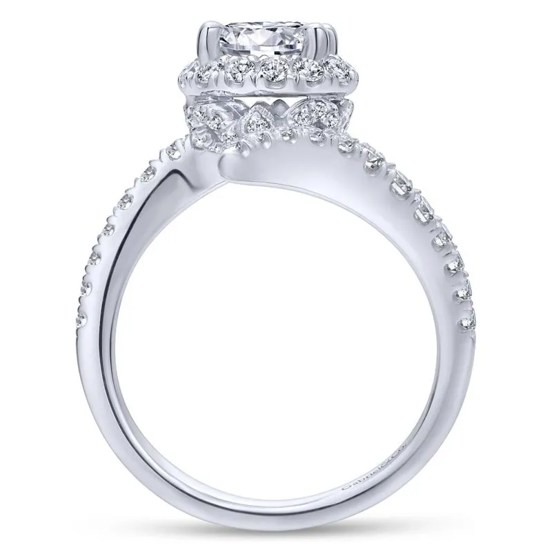 14K White Gold Round Halo Diamond Engagement Ring-Nebula