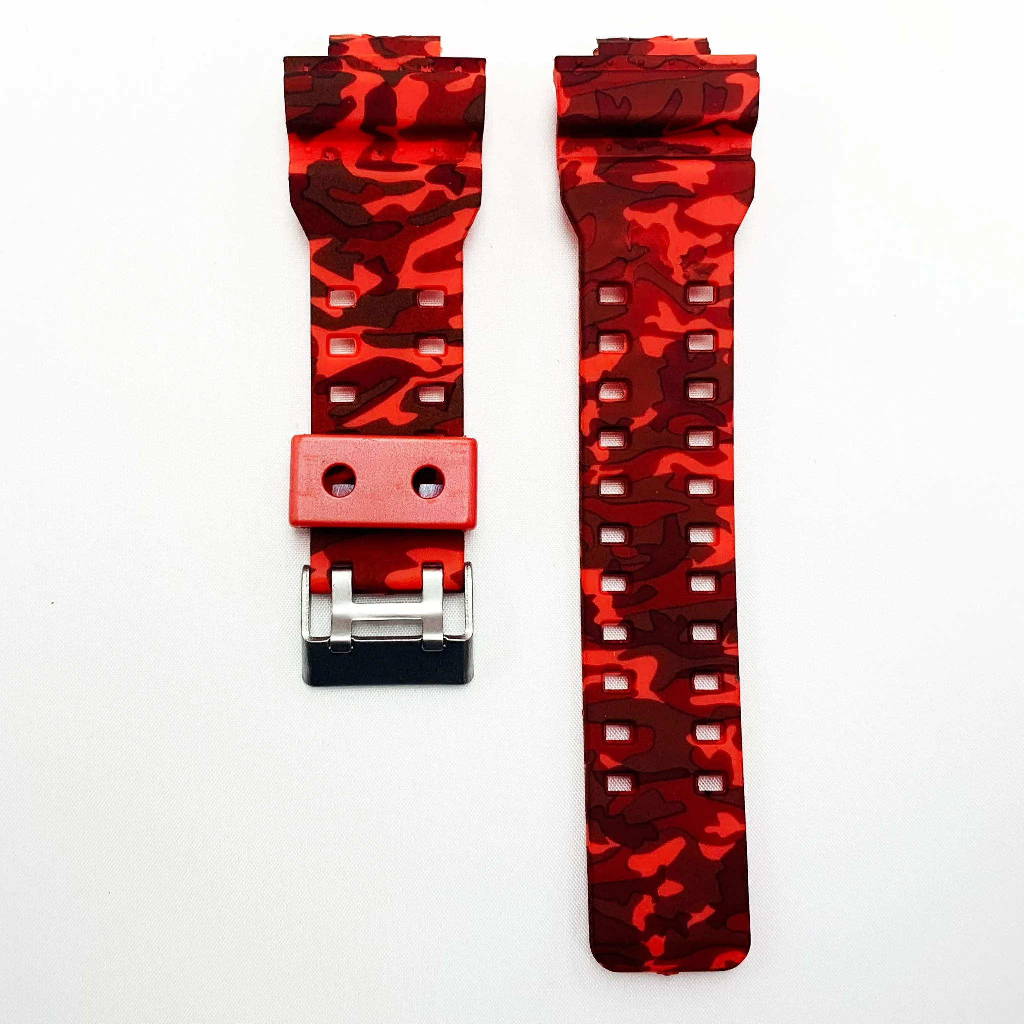 16 MM Silicone Army Style Watch Band Red Color Quick Release Regular Size G Shock Casio Watch Strap