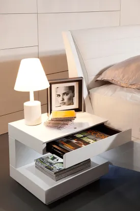 16' White Glossy Veneer Nightstand By Homeroots