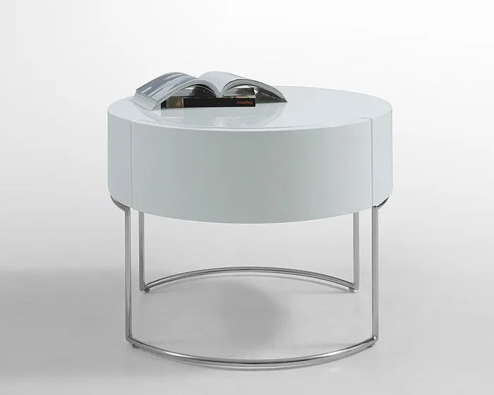 16' White Lacquer Stainless Steel Nightstand By Homeroots