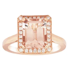 18ct Rose Gold 2.75ct Morganite & Diamond Empire Ring