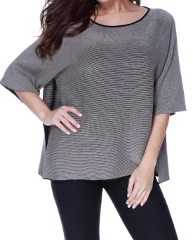 2-Tone High Slit Sweater Poncho in Stone | Stone