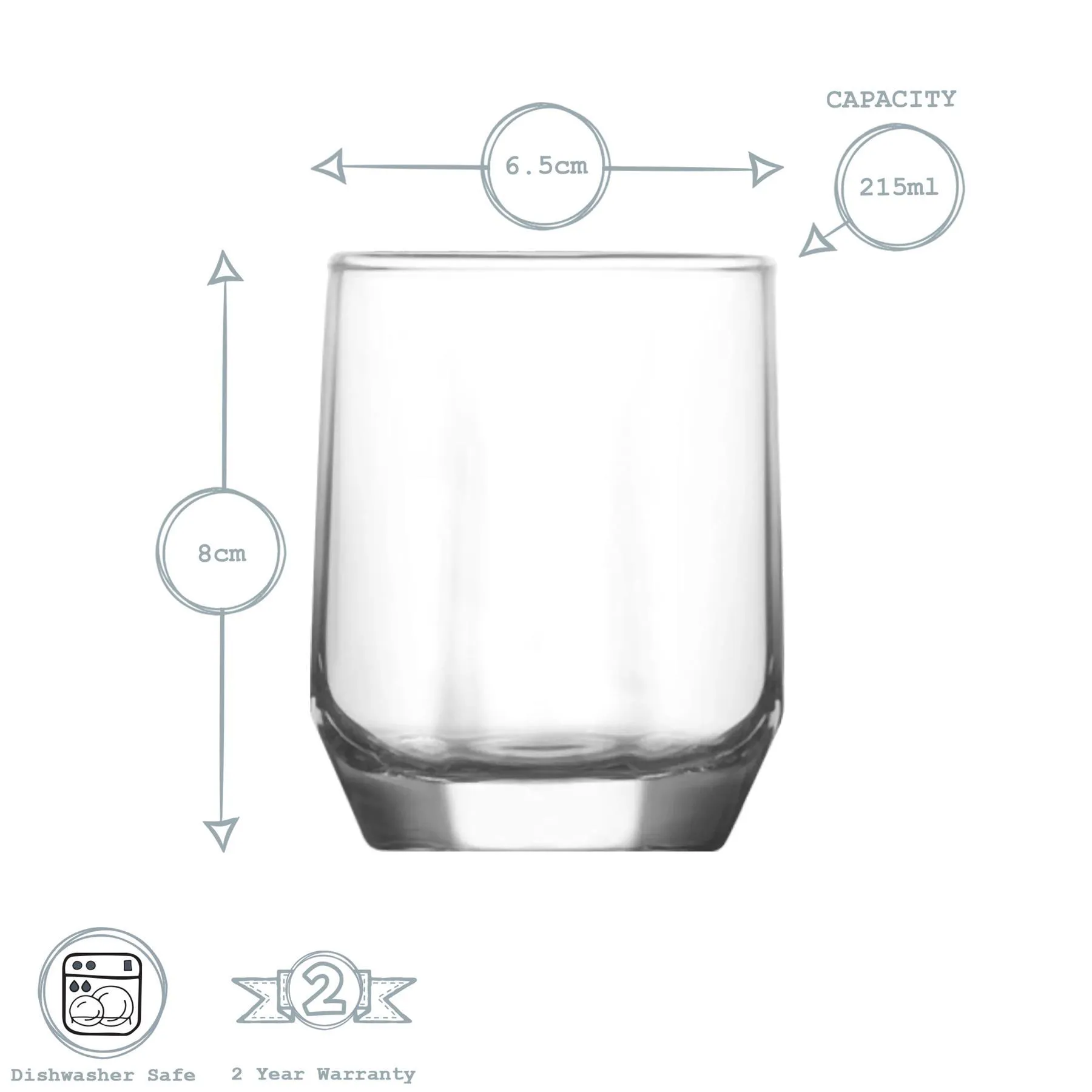 215ml Diamond Tumbler Glasses - Pack of Six - By LAV