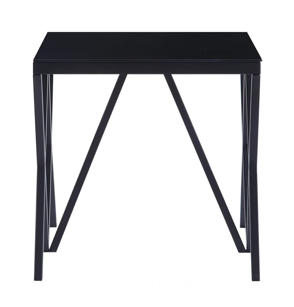 21" Black Glass And Metal Square End Table By Homeroots