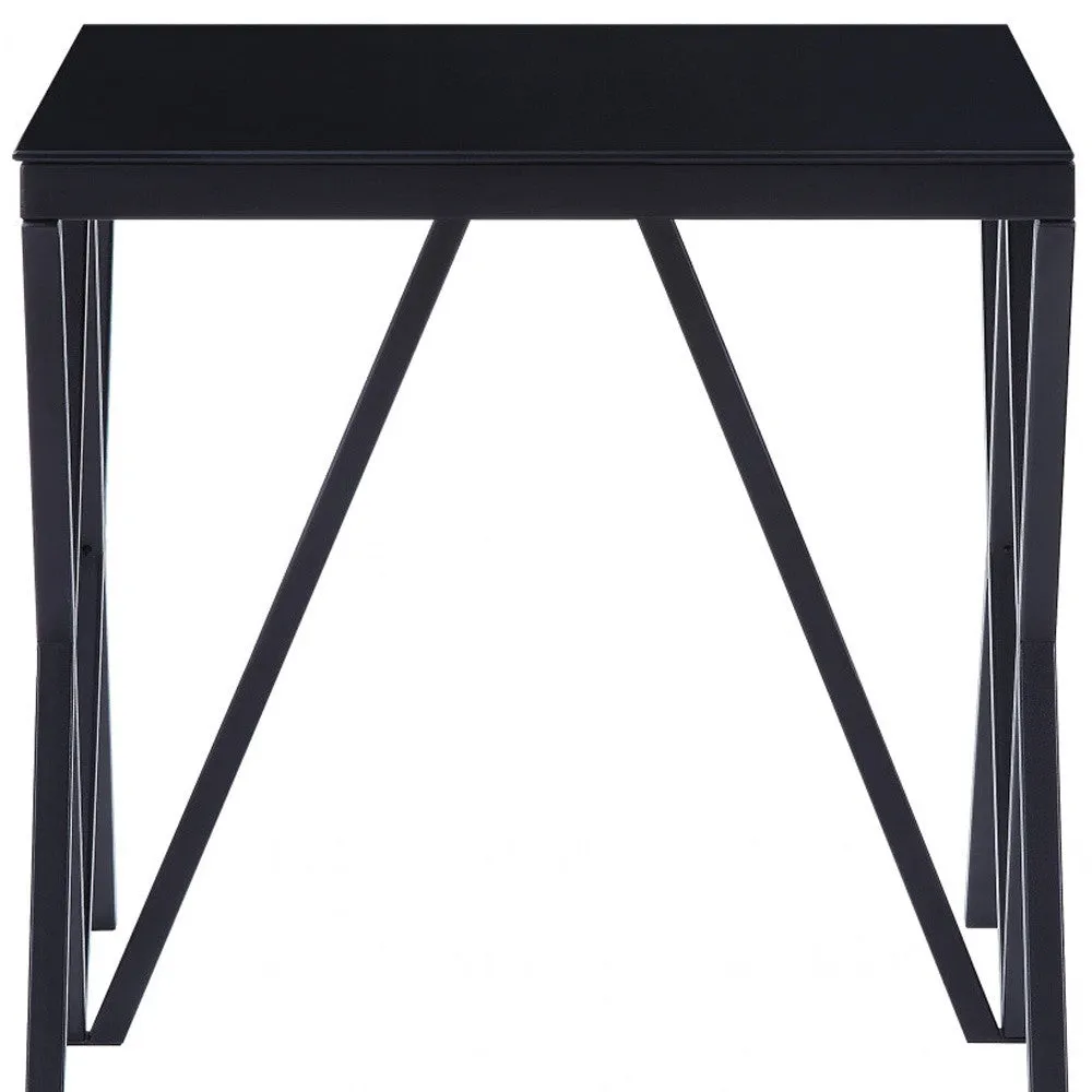 21" Black Glass And Metal Square End Table By Homeroots