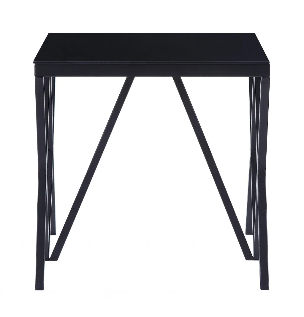 21" Black Glass And Metal Square End Table By Homeroots