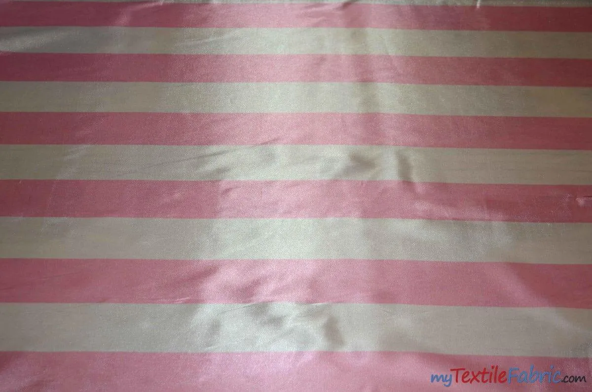 2.5" Stripe Satin Fabric | Soft Satin Stripe Charmeuse Fabric | 60" Wide | Multiple Colors |