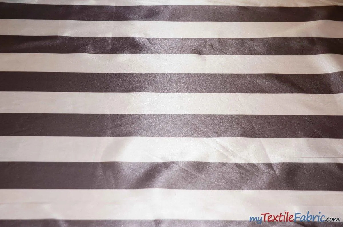 2.5" Stripe Satin Fabric | Soft Satin Stripe Charmeuse Fabric | 60" Wide | Multiple Colors |