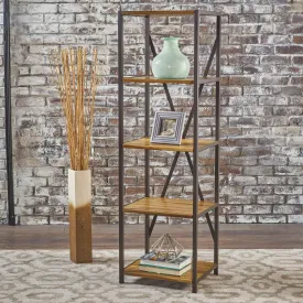 4 Shelf Wood & Metal Etagere Bookcase - NH192103