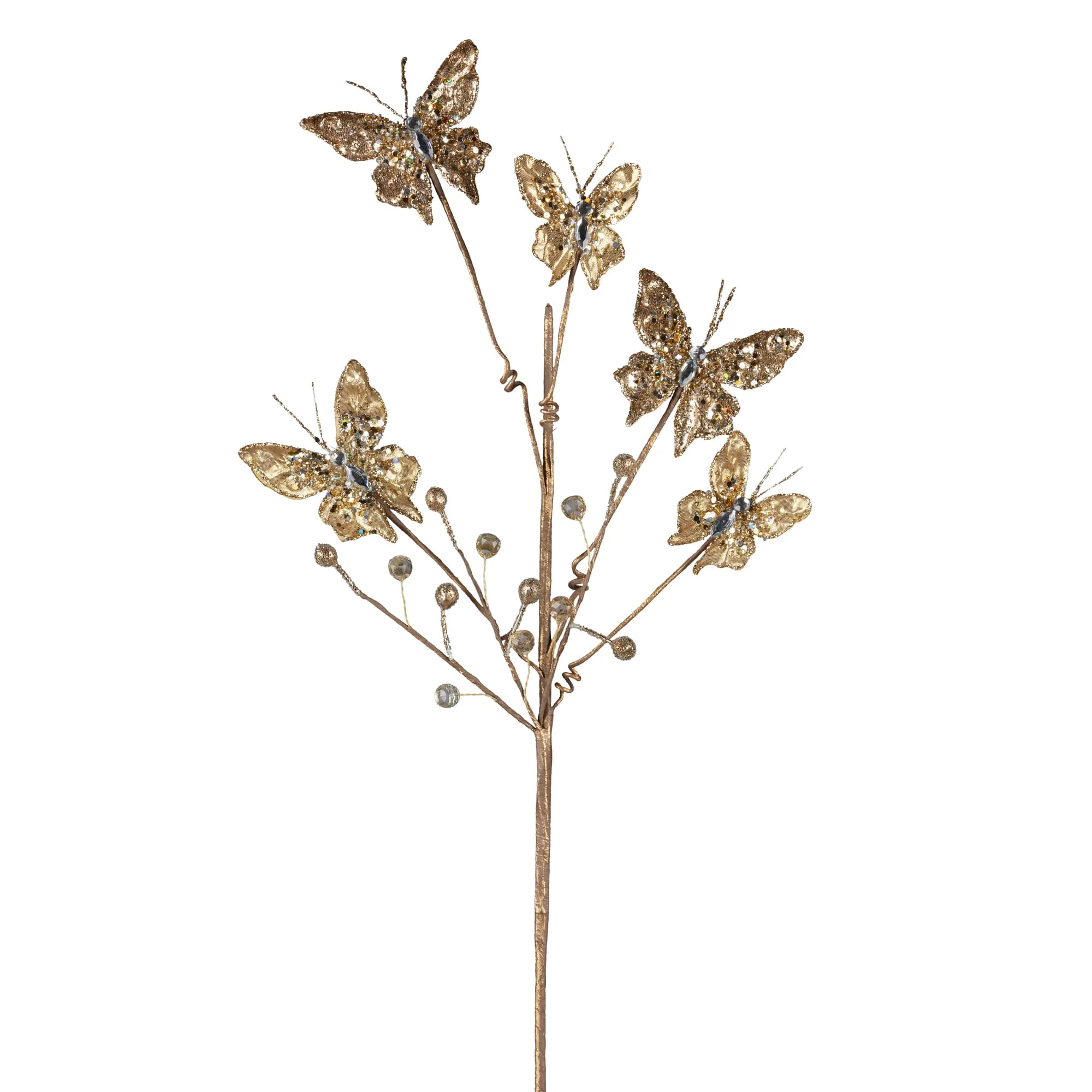 5 Gold Butterflies Stem 75cm