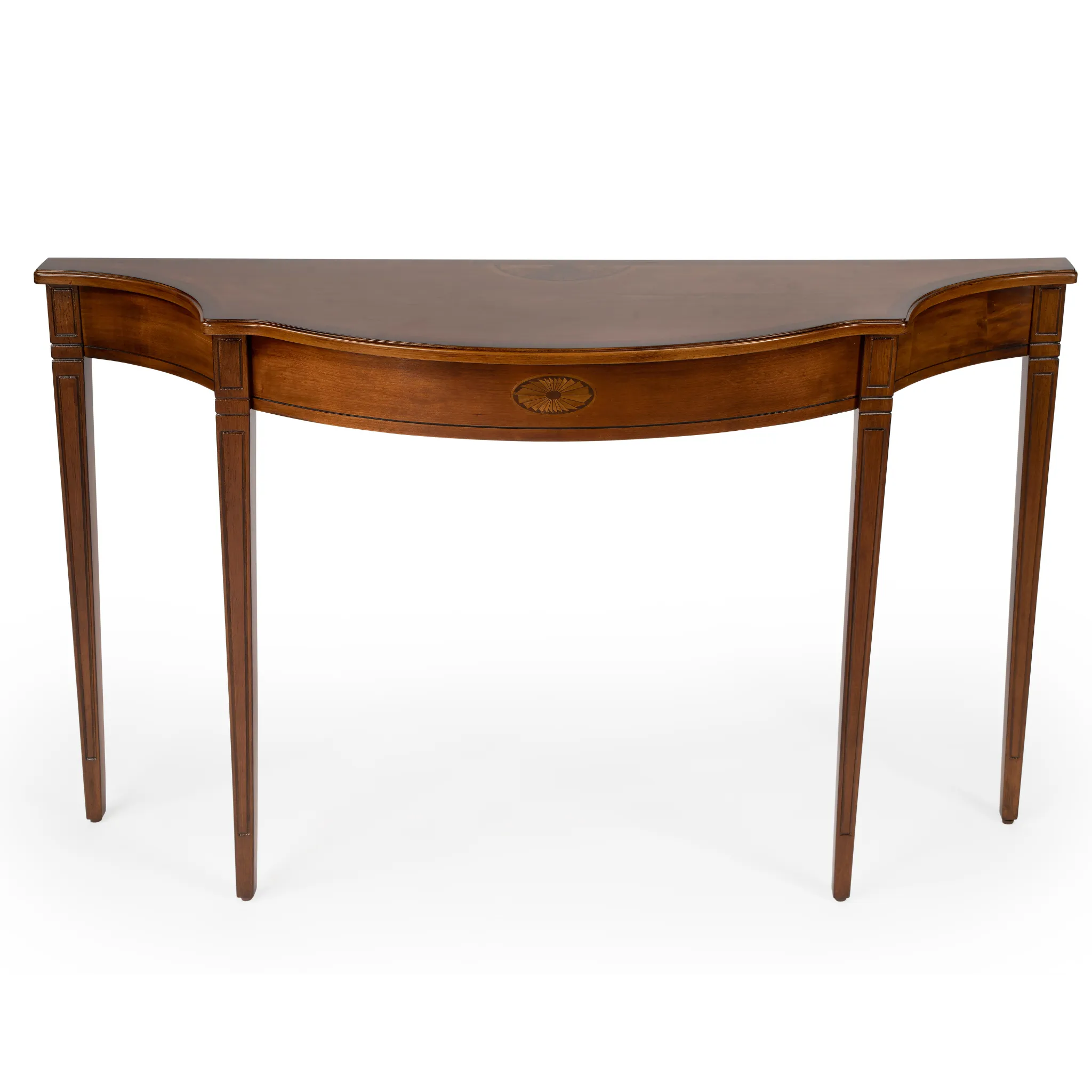 54" Traditional Demilune Console Table in Medium Brown