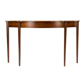 54" Traditional Demilune Console Table in Medium Brown