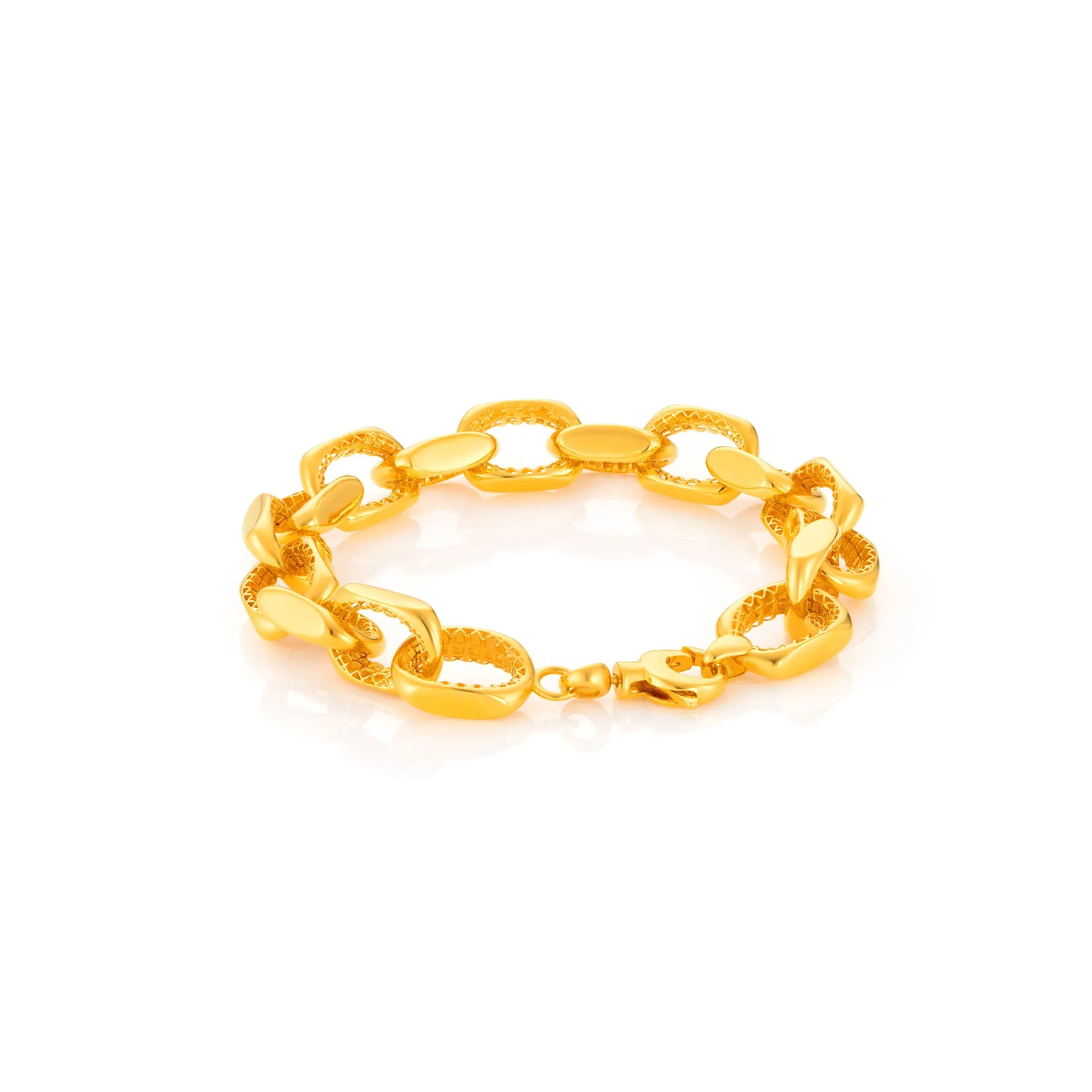 916 Gold Gleaming Cascade Link Bracelet