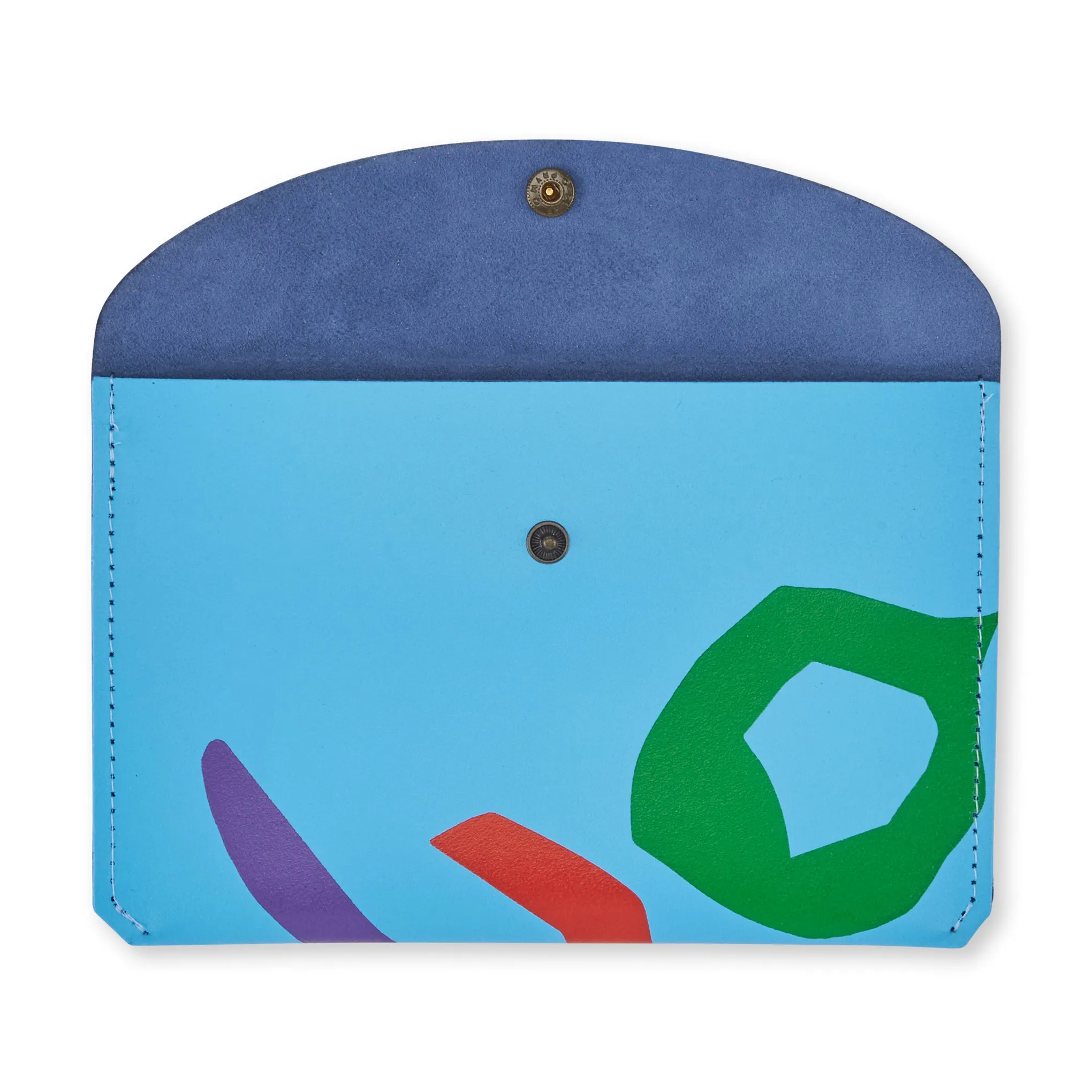 Abstract Color Leather Pouch - Blue