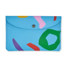 Abstract Color Leather Pouch - Blue