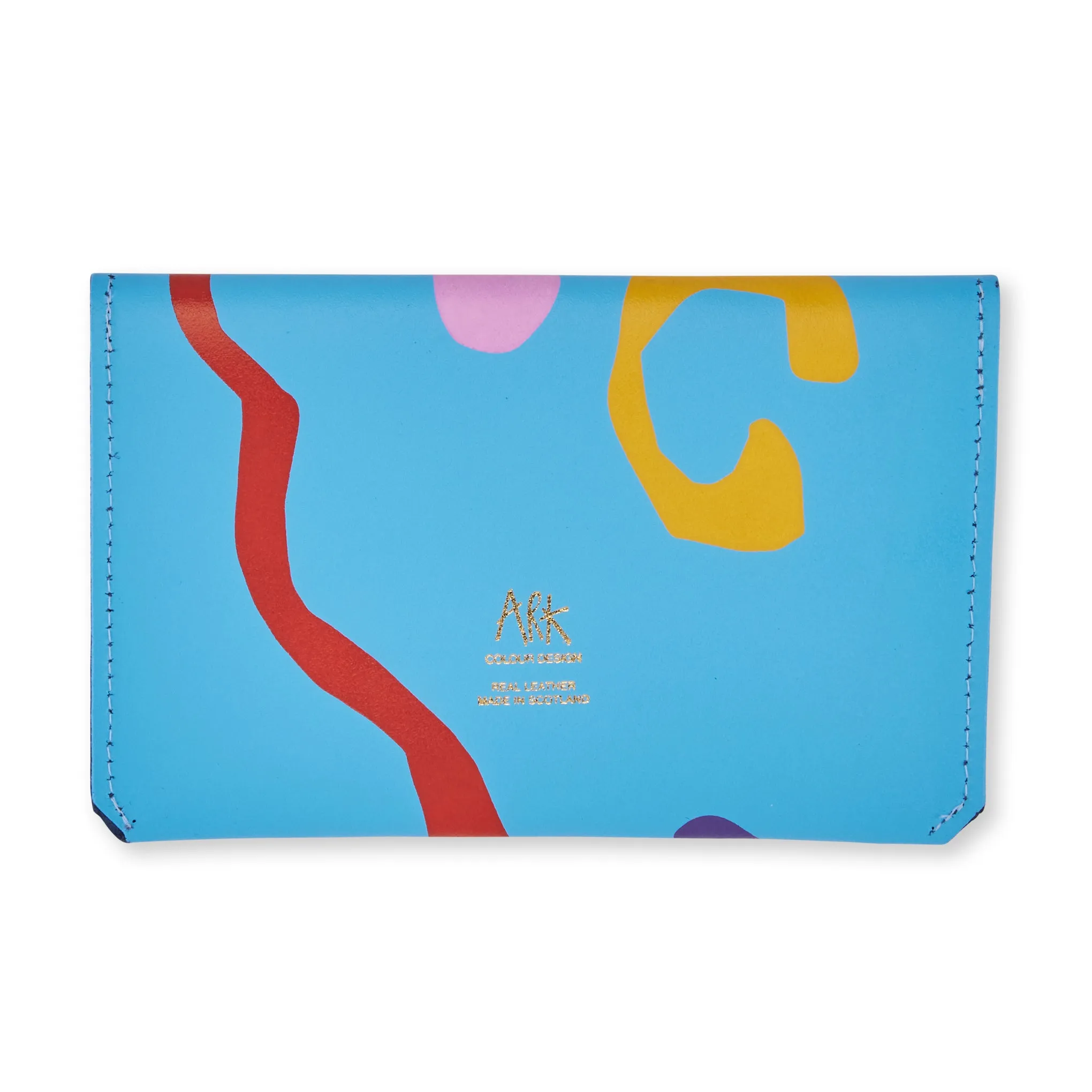 Abstract Color Leather Pouch - Blue