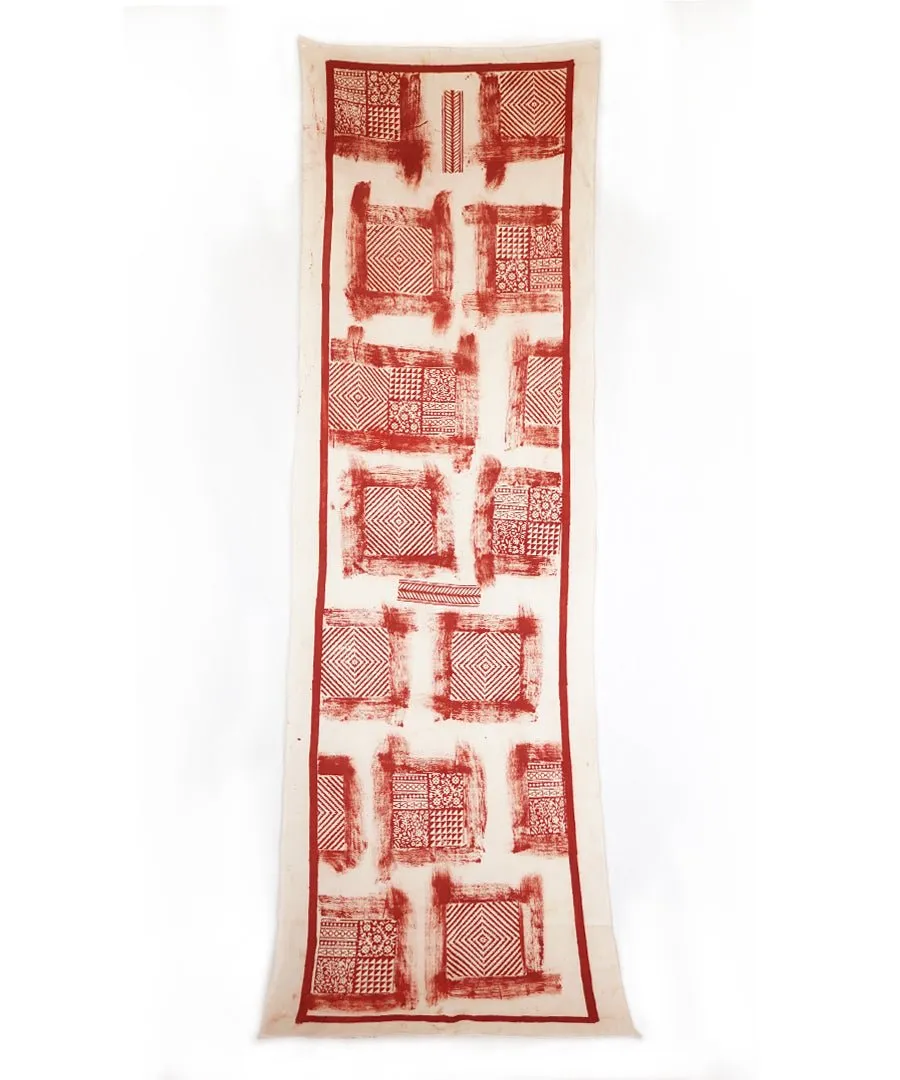 ABSTRACT - Red/white Hand block printed Cotton Stole