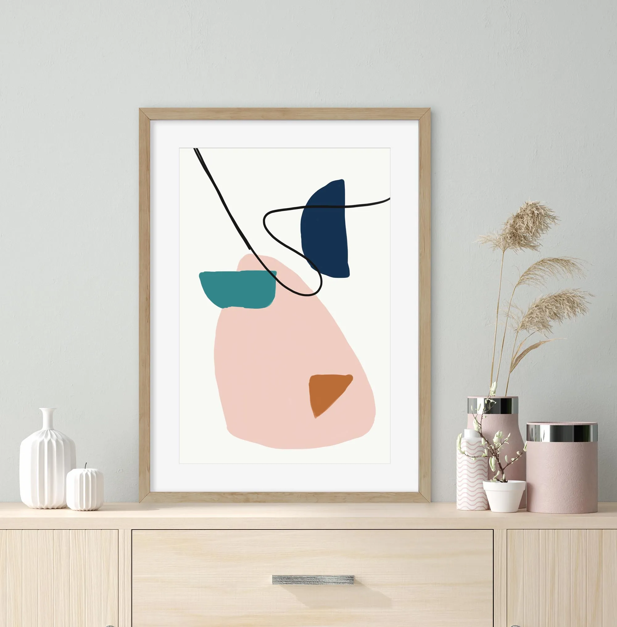 Abstract Shapes And Colours Framed Art