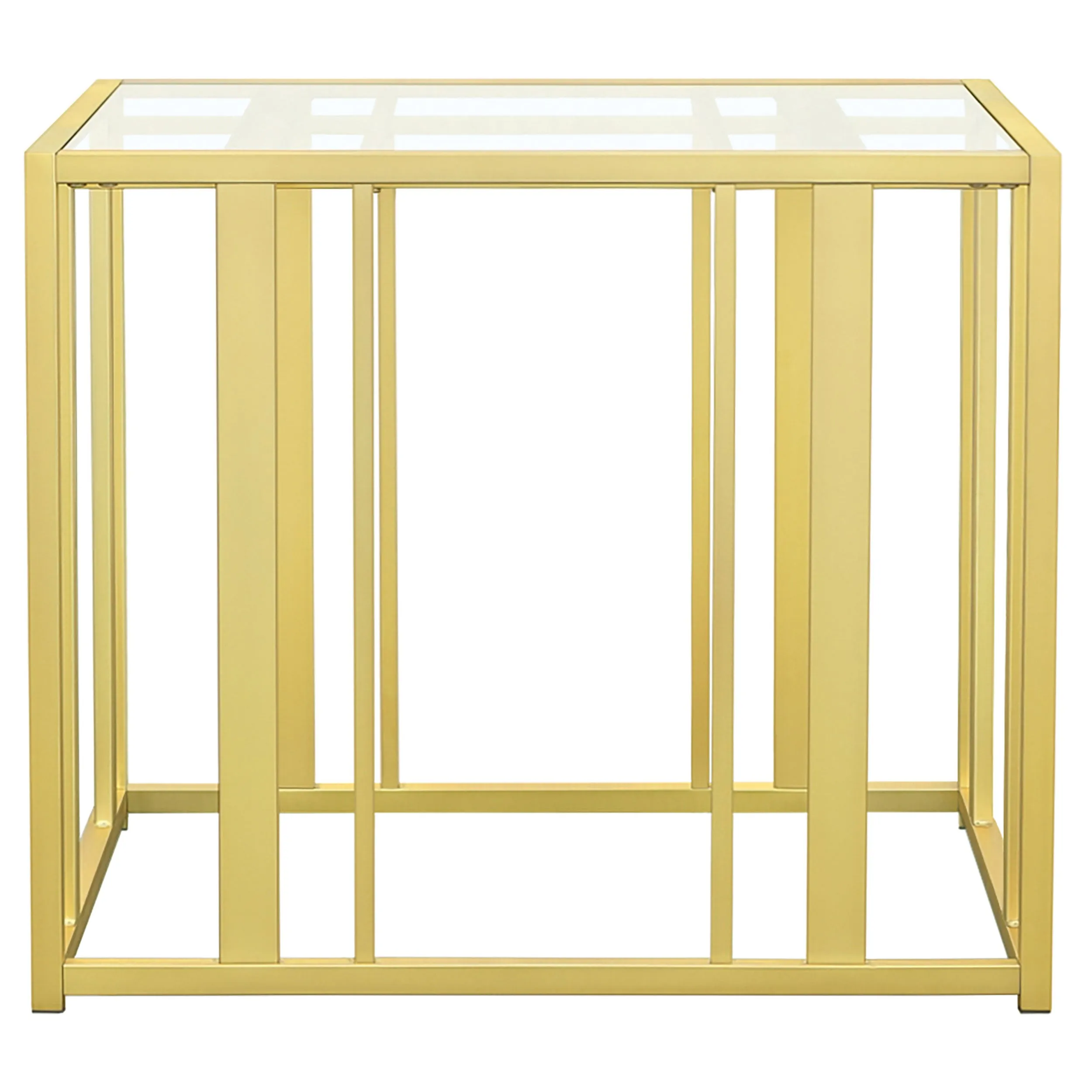 Adri Rectangular Glass Top Side End Table Matte Brass