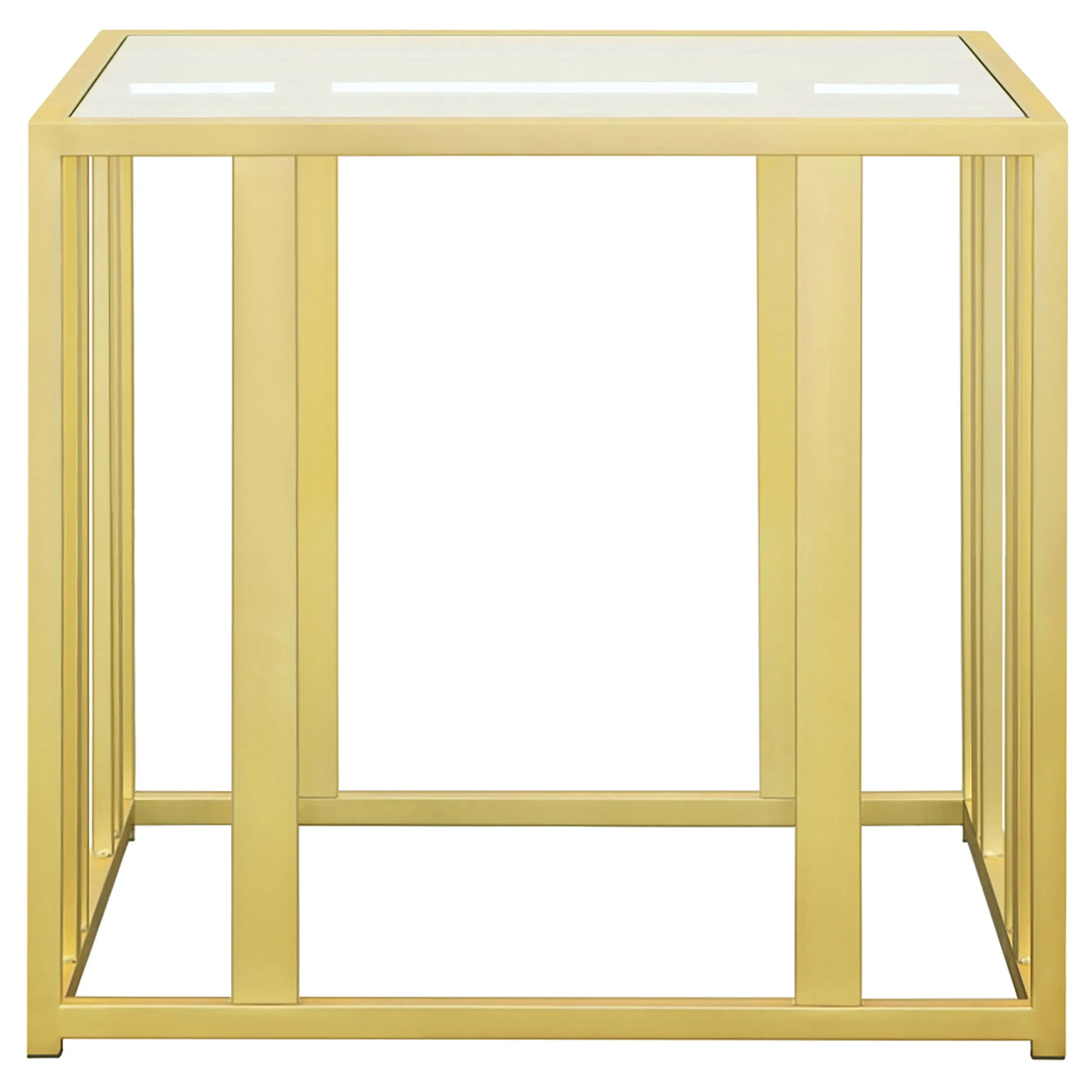 Adri Rectangular Glass Top Side End Table Matte Brass