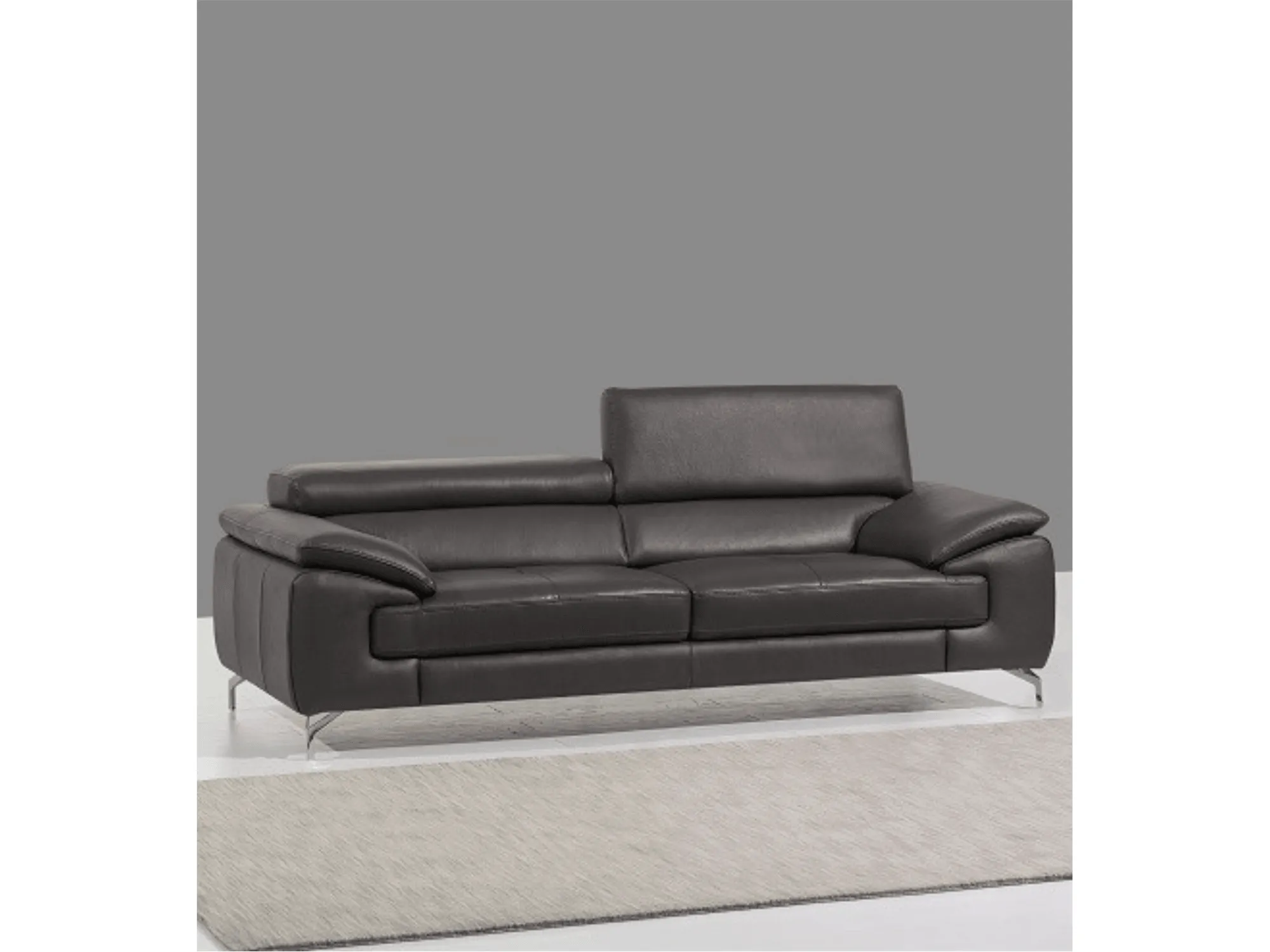 Alpha Leather Sofa Set in Slate Grey