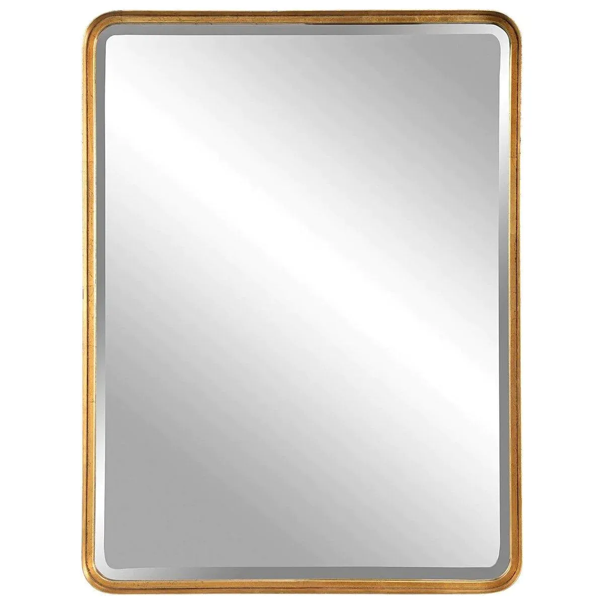 Antiqued Gold Finish Deep Metal Band Wall Mirror