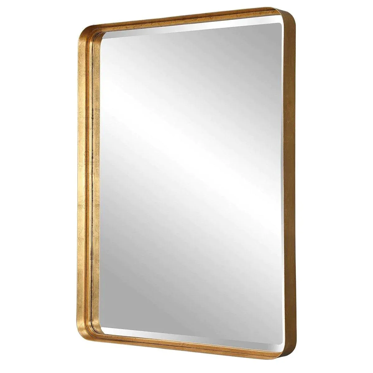 Antiqued Gold Finish Deep Metal Band Wall Mirror