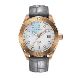 Aquacy Bronze CuSn8 Men's  Mother Of Pearl Watch Automatic with Leather  200M