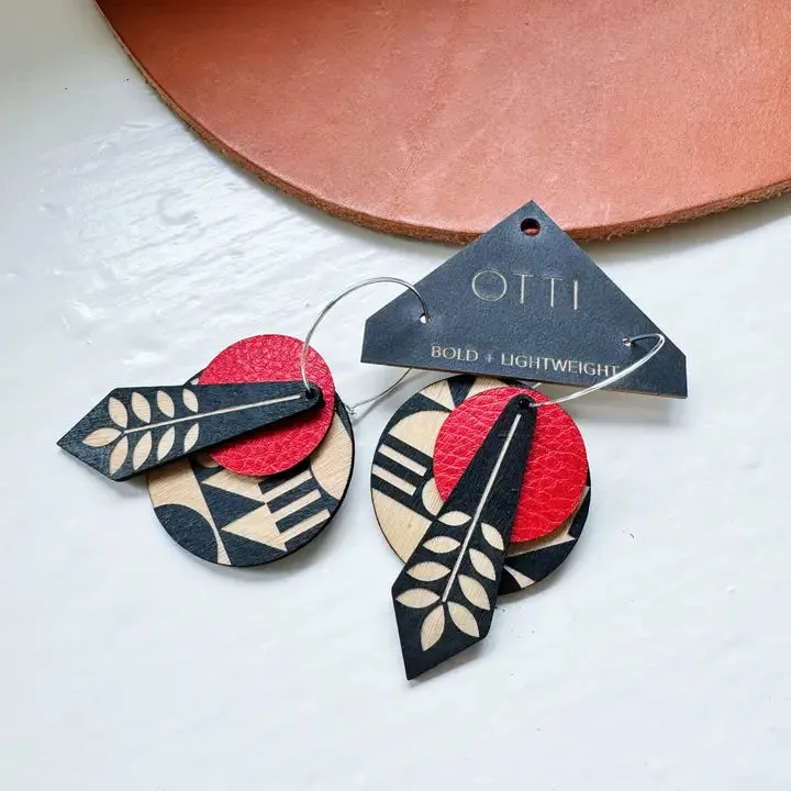 Architectural Leather & Birch Earrings