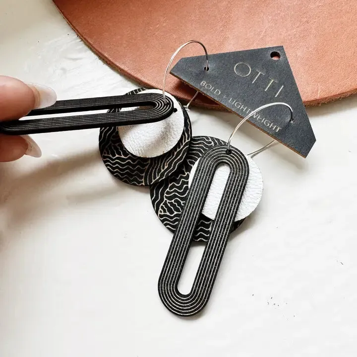 Architectural Leather & Birch Earrings