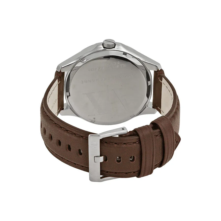 Armani AX Exchange Whitman Silver Dial Brown Leather Men's Watch AX2100