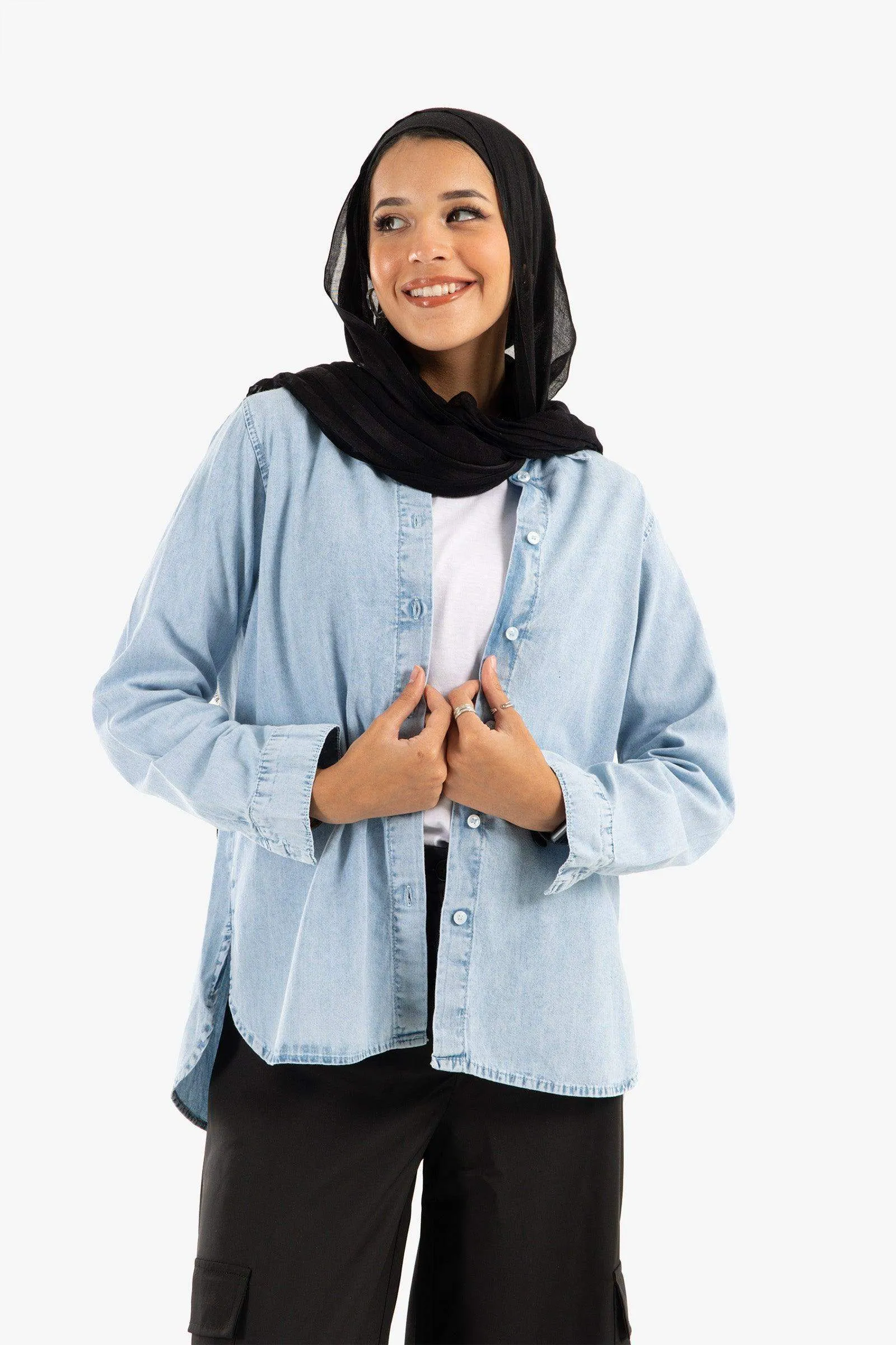 Asymmetrical Denim Shirt