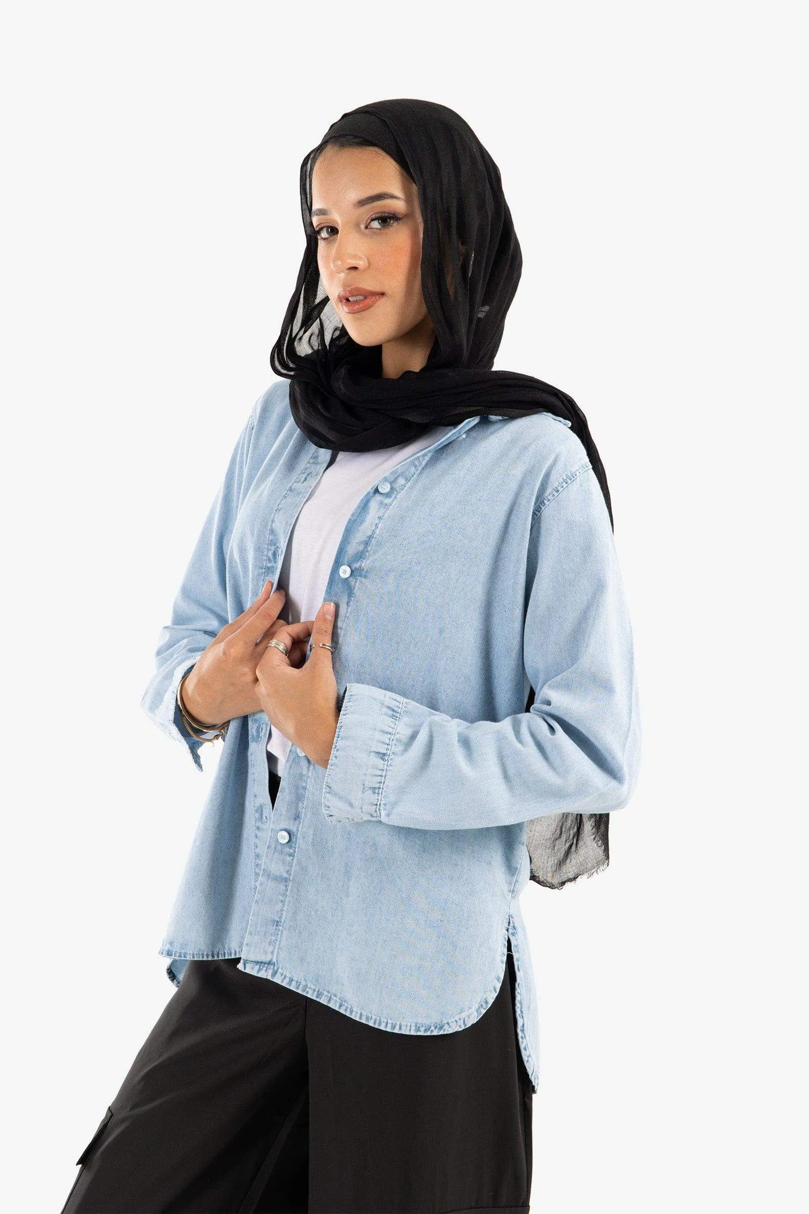 Asymmetrical Denim Shirt