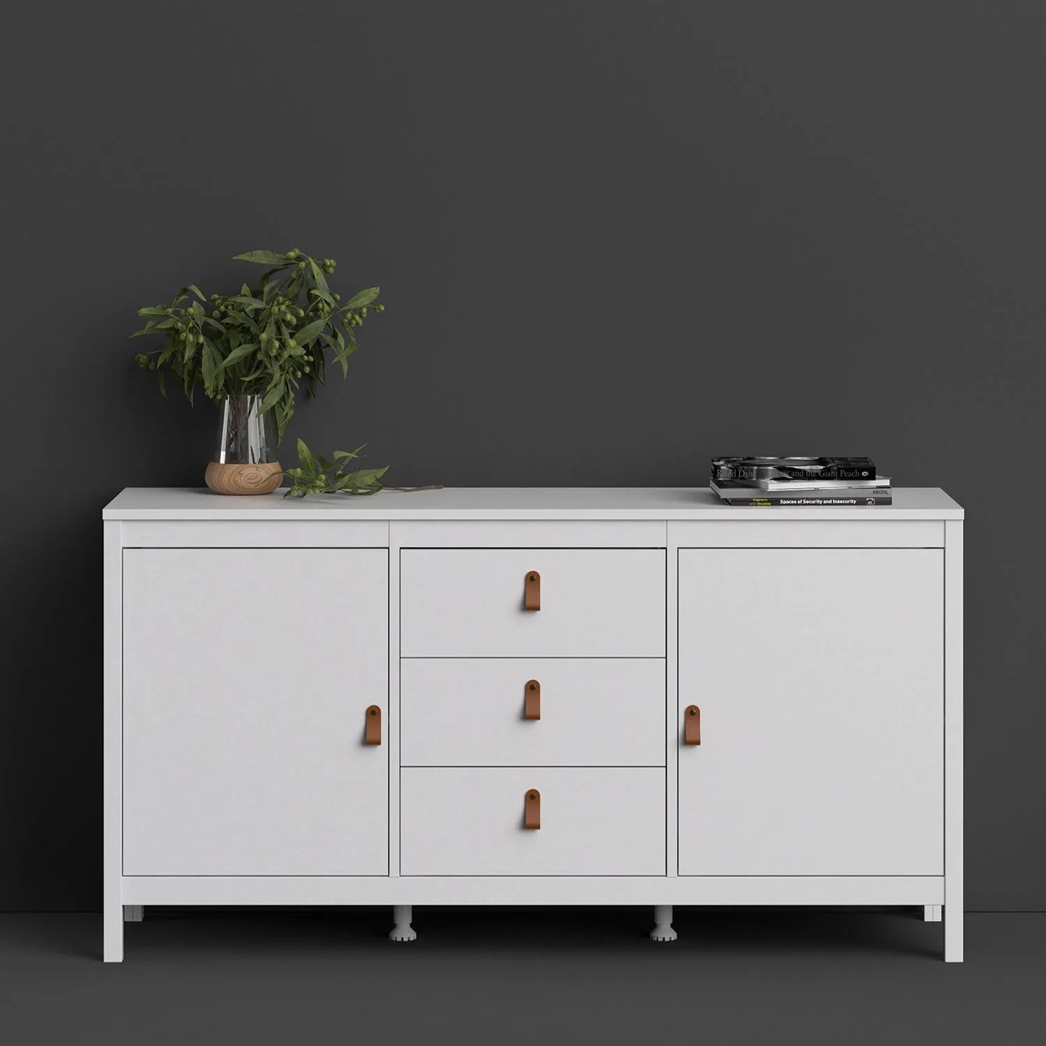 Barcelona White 2 Doors 3 Drawers Sideboard