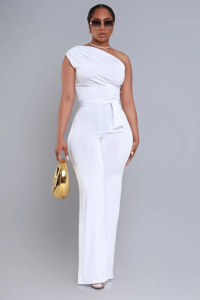 Better Off One Shoulder Jumpsuit - White