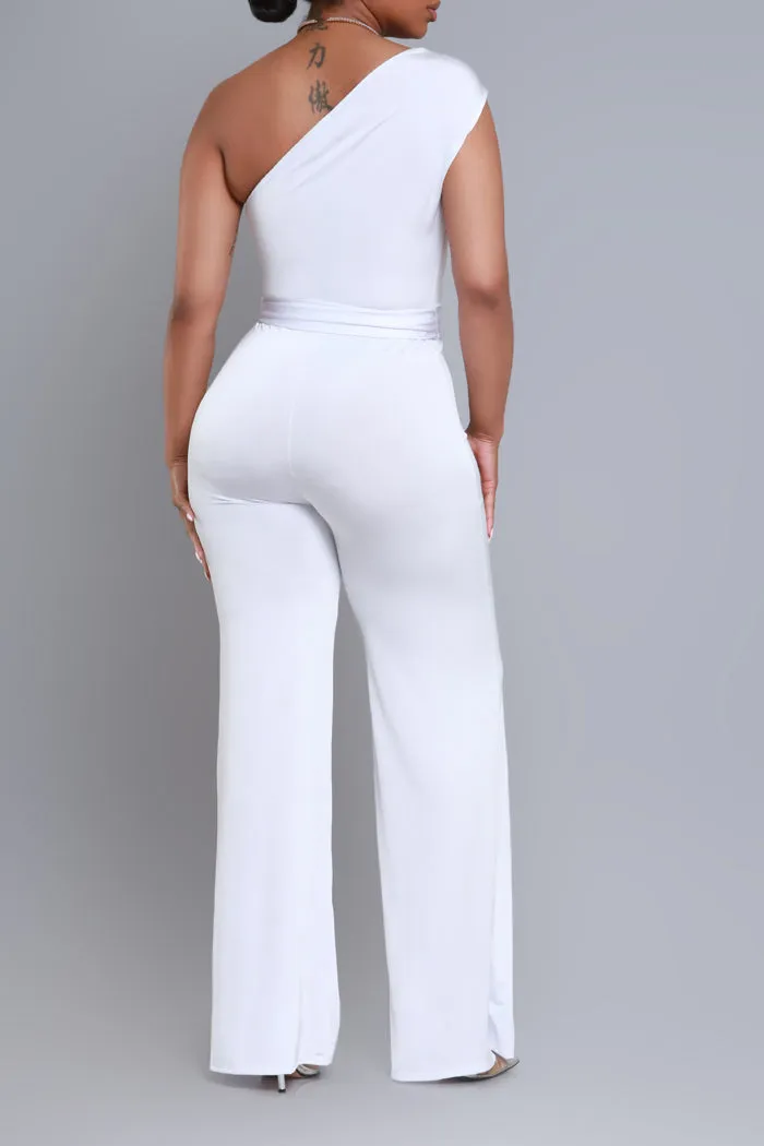 Better Off One Shoulder Jumpsuit - White