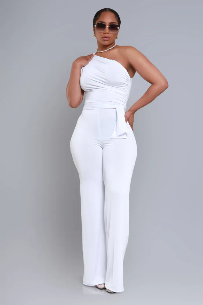 Better Off One Shoulder Jumpsuit - White