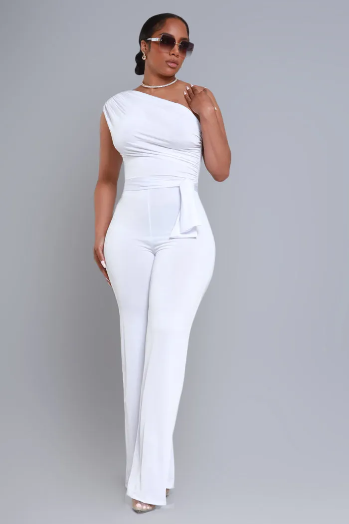 Better Off One Shoulder Jumpsuit - White