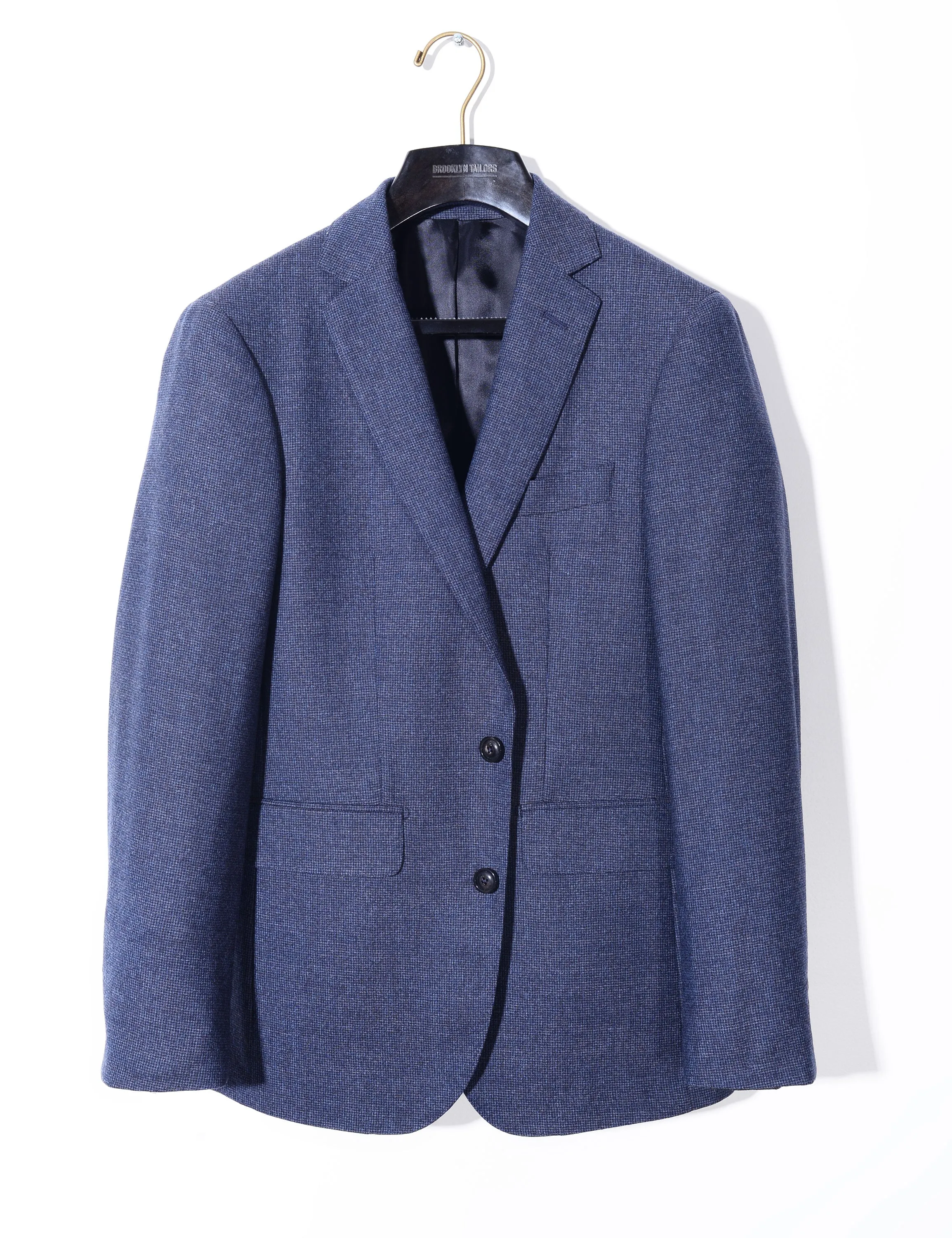 BKT50 Tailored Jacket in Super 130s Houndstooth Flannel - Blue Night