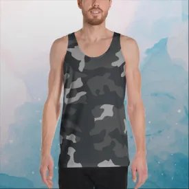 Black and Grey Camo Print Unisex Tank Top