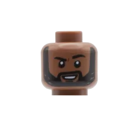 Black Beard Raised Eyebrow / Annoyed (Medium Brown) - LEGO Minifigure Head