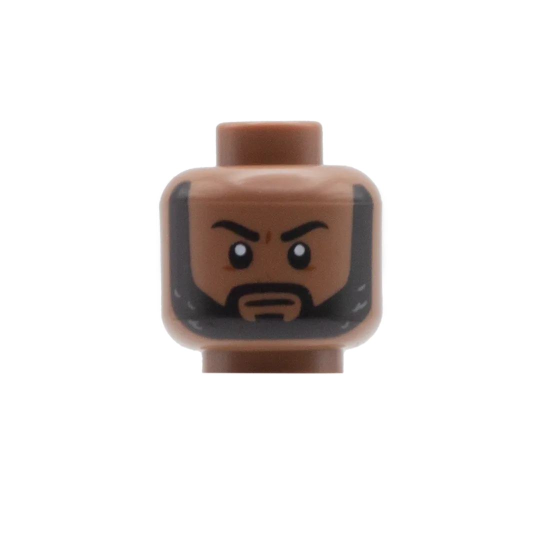 Black Beard Raised Eyebrow / Annoyed (Medium Brown) - LEGO Minifigure Head