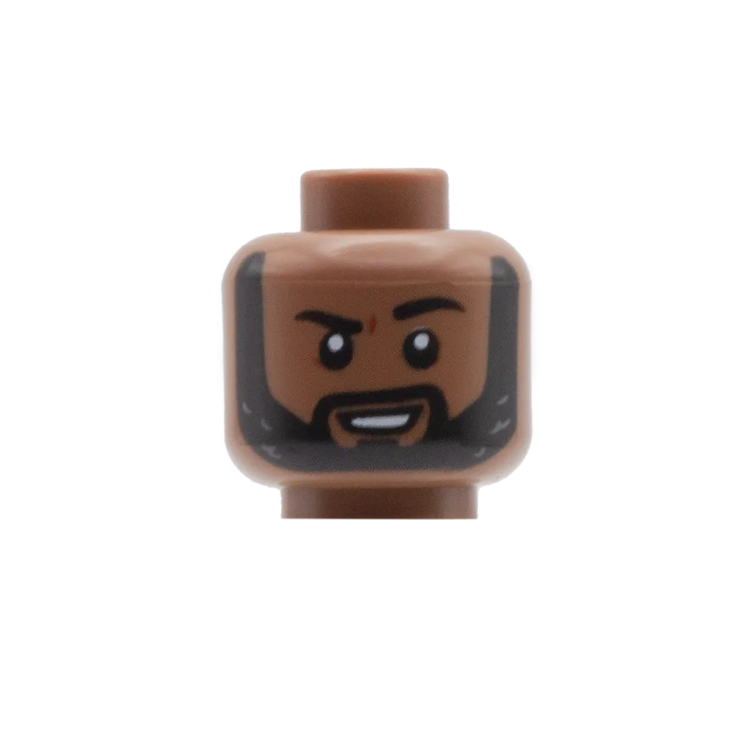 Black Beard Raised Eyebrow / Annoyed (Medium Brown) - LEGO Minifigure Head