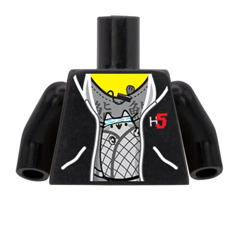 Black Hacker Hoodie - Custom Design Minifigure Torso