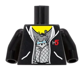 Black Hacker Hoodie - Custom Design Minifigure Torso