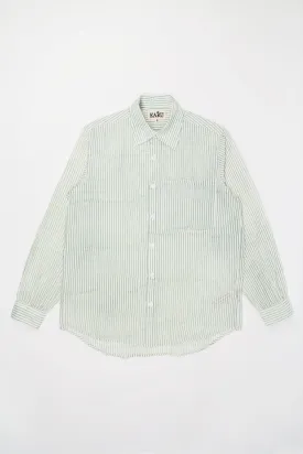 Block Printed Striped Shirt - White/Aquamarine