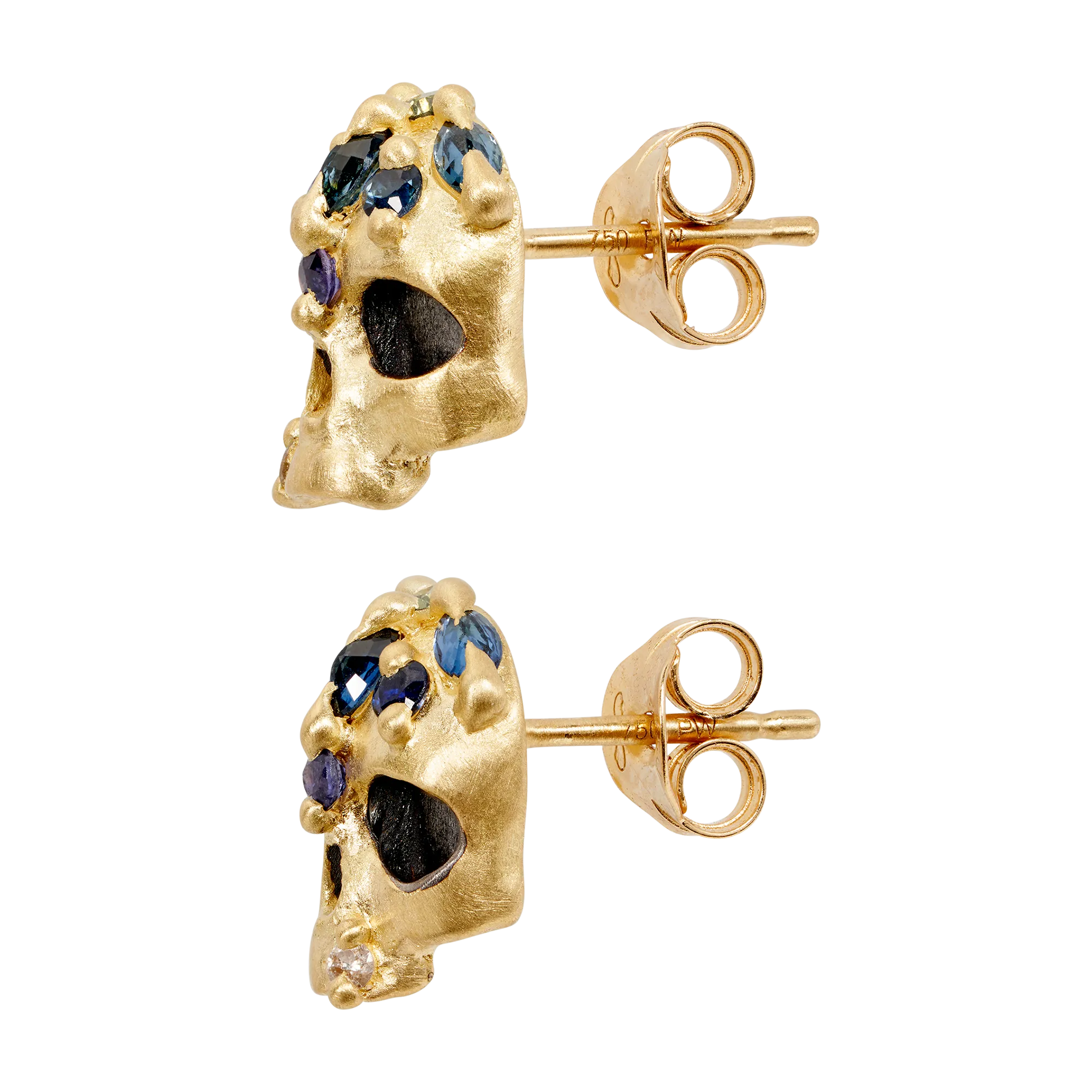 Blue Enchanted City Skull Stud Earrings - Made to Order