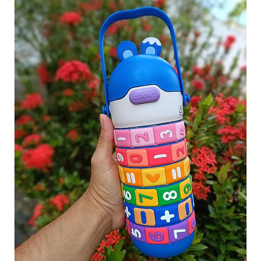 Blue Maths Wizard theme Stainless Steel water Bottle for Kids, 430ml